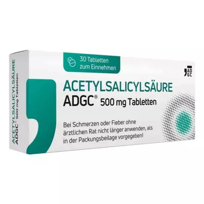 ACETYLSALICYLSÄURE ADGC 500 mg tabletės, 30 vnt ACETYLSALICYLSÄURE ADGC 500 mg tabletės, 30 vnt