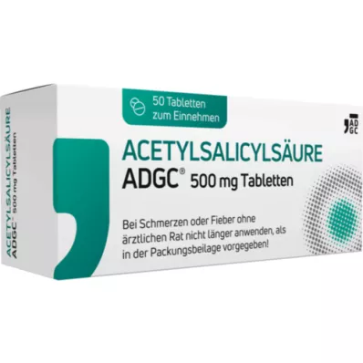 ACETYLSALICYLSÄURE ADGC 500 mg tabletės, 50 vnt