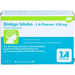 GINKGO BILOBA-1A Pharma 120 mg plėvele dengtos tabletės, 30 vnt