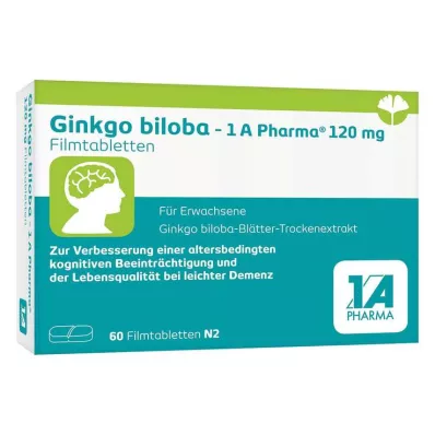 Ginkgo biloba - 1 A Pharma® 120 mg plėvele dengtos tabletės, 60 vnt