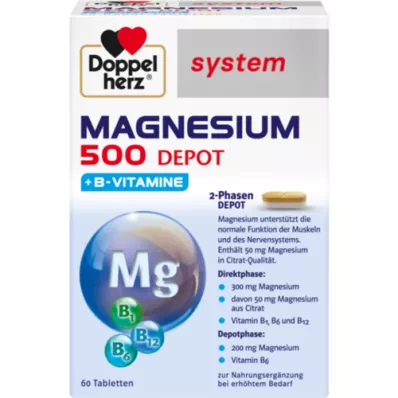 DOPPELHERZ Magnio 500 Depot sistemos tabletės, 60 kapsulių