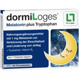 DORMILOGES Melatoninas ir triptofanas plėvele dengtos tabletės, 30 vnt