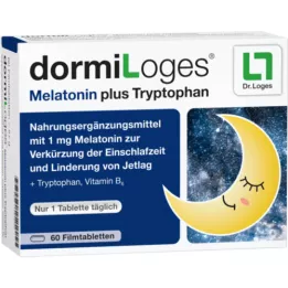DORMILOGES Melatoninas ir triptofanas plėvele dengtos tabletės, 60 vnt
