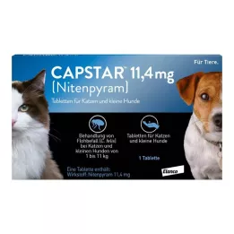 CAPSTAR 11,4 mg tabletės katėms ir mažiems šunims, 1 vnt