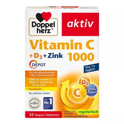 Doppelherz Vitamin C 1000 + D3 + Cinko depo tabletės, 30 vnt Doppelherz Vitamin C 1000 + D3 + Cinko depo tabletės, 30 vnt