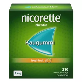 NICORETTE 2 mg šviežių vaisių kramtomosios gumos, 210 vienetų