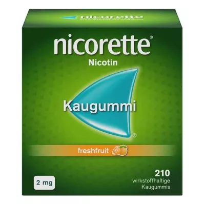 nicorette kramtomoji guma freshfruit, 2 mg nikotino, 210 vnt