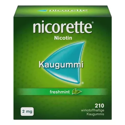 nicorette kramtomoji guma freshmint, 2 mg nikotino, 210 vnt