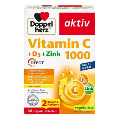 Doppelherz vitamino C1000 + D3 + cinko depo tabletės (60 vnt.) Doppelherz vitamino C1000 + D3 + cinko depo tabletės (60 vnt.)