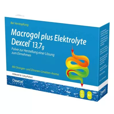 MACROGOL plius elektrolitai Dexcel 13,7 g PLE, 10 vnt