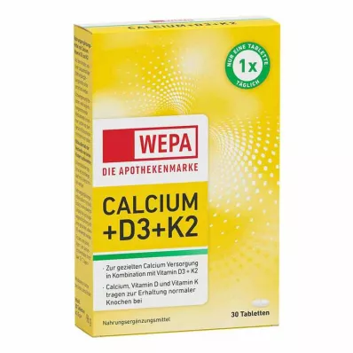 WEPA Kalcio+D3+K2 tabletės, 30 kapsulių WEPA Kalcio+D3+K2 tabletės, 30 kapsulių