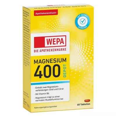 Wepa Magnesium 400 Depot + B6 tabletės, 60 vnt Wepa Magnesium 400 Depot + B6 tabletės, 60 vnt