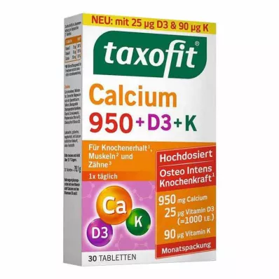 Taxofit Calcium 950 + D3 + K tabletės, 30 vnt Taxofit Calcium 950 + D3 + K tabletės, 30 vnt