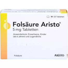 FOLSÄURE ARISTO 5 mg tabletės, 20 vnt