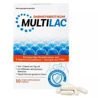 MULTILAC Žarnyno sinbiotinės žarnyno kapsulės su enteriniu apvalkalu, 10 vnt