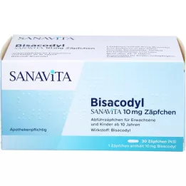 BISACODYL SANAVITA 10 mg žvakutės, 30 vnt