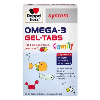 Doppelherz Omega-3 Gel-Tabs šeimos Strawberry Citrus sistema, 60 vnt
