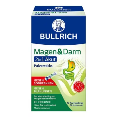 Bullrich Stomach & Intestinal 2in1 Acute Powder Sticks, 12 vnt Bullrich Stomach & Intestinal 2in1 Acute Powder Sticks, 12 vnt