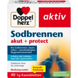DOPPELHERZ Heartburn acute+protect kramtomosios tabletės, 40 vnt
