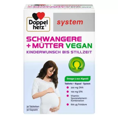 Doppelherz nėščiųjų + mamų veganų sistemos kombinuota pakuotė, 60 vnt Doppelherz nėščiųjų + mamų veganų sistemos kombinuota pakuotė, 60 vnt