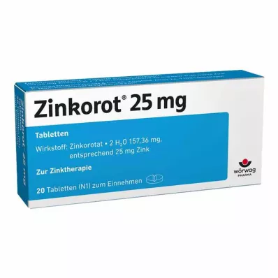 Zinkorot 25 mg didelės dozės cinko tabletės, 20 vnt