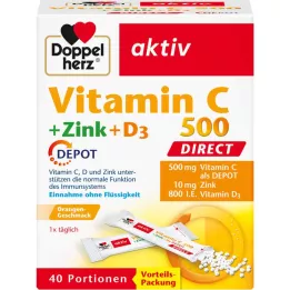 DOPPELHERZ Vitaminas C 500+Cinkas+D3 Depot DIRECT Pel., 40 vnt