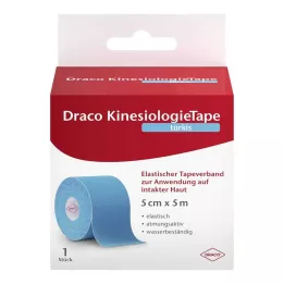 DRACO KINESIOLOGIETAPE 5 cmx5 m turkio spalvos, 1 vnt