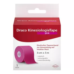 DRACO KINESIOLOGIETAPE 5 cmx5 m rožinės spalvos, 1 vnt