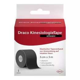 DRACO KINESIOLOGIETAPE 5 cmx5 m juodos spalvos, 1 vnt