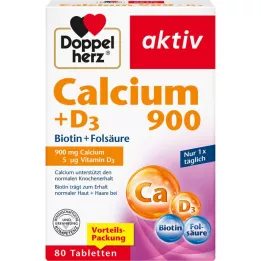 DOPPELHERZ Kalcio 900+D3 tabletės, 80 kapsulių