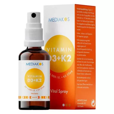 VITAMIN D3+K2 1000 I.U. 20 µg Mediakos Vital purškalas, 20 ml