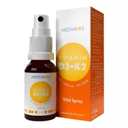 VITAMIN D3+K2 1000 I.U. 20 µg Mediakos Vital purškalas, 20 ml