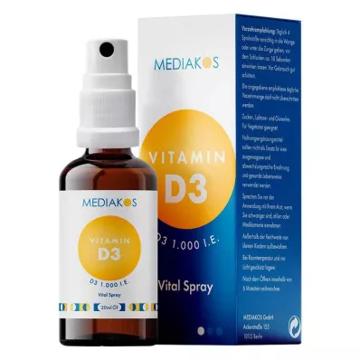 VITAMIN D3 1000 I.U. Mediakos Vital purškalas, 20 ml