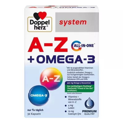 Doppelherz A-Z + Omega-3 viskas viename sistemos kapsulės, 30 vnt