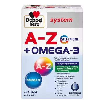 Doppelherz A-Z + Omega-3 viskas viename sistemos kapsulės, 60 vnt Doppelherz A-Z + Omega-3 viskas viename sistemos kapsulės, 60 vnt