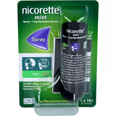 NICORETTE Mėtų purškalas 1 mg/purškiamasis švirkštas NFC, 1 vnt