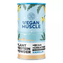 VEGAN MUSCLE Baltymų vanilinis kiaušinio baltymas + kreatino milteliai, 600 g