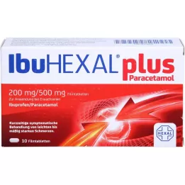 IBUHEXAL ir paracetamolio 200 mg/500 mg plėvele dengtos tabletės, 10 vnt