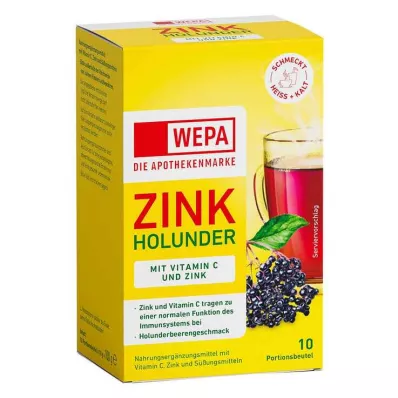 Wepa cinko šeivamedžio uogos + vitaminas C + milteliai be cinko cukraus, 10x10 g Wepa cinko šeivamedžio uogos + vitaminas C + milteliai be cinko cukraus, 10x10 g