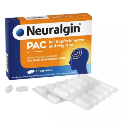 Neuralgin PAC nuo galvos skausmo ir migrenos tabletės, 20 vnt Neuralgin PAC nuo galvos skausmo ir migrenos tabletės, 20 vnt