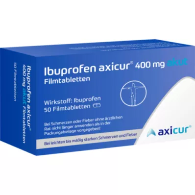 IBUPROFEN axicur 400 mg ūminės plėvele dengtos tabletės, 50 vnt