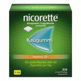 NICORETTE Kramtomoji guma 4 mg šviežių vaisių, 210 vnt
