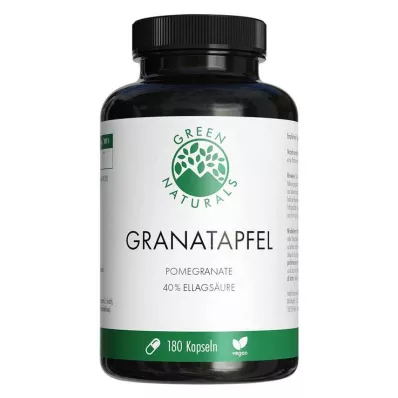 GREEN NATURALS Granatai+40% elaginės rūgšties kapsulės, 180 kapsulių