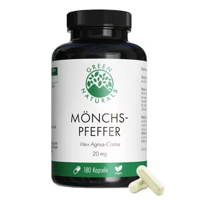 Green Naturals Monks pepper 20 mg didelės dozės kapsulės, 180 vnt Green Naturals Monks pepper 20 mg didelės dozės kapsulės, 180 vnt