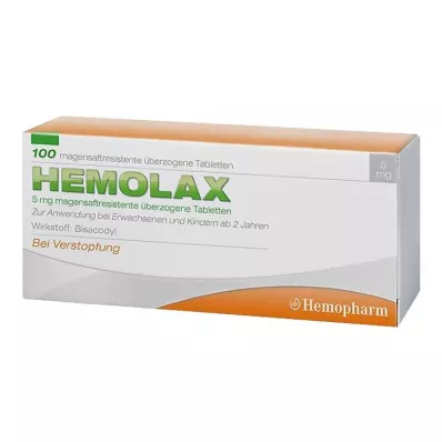 Hemolax 5 mg skrandyje neirios dengtos tabletės, 100 vnt Hemolax 5 mg skrandyje neirios dengtos tabletės, 100 vnt