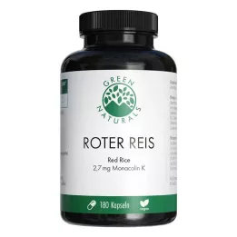 GREEN NATURALS Raudonųjų ryžių Monakolinas K veganiškos kapsulės, 180 vnt