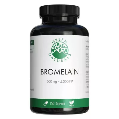 Green Naturals Bromelain 500 mg vegan su 5000 Fip, 150 vnt Green Naturals Bromelain 500 mg vegan su 5000 Fip, 150 vnt