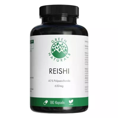 GREEN NATURALS Reishi 650 mg didelės dozės veganiškos kapsulės, 180 kapsulių